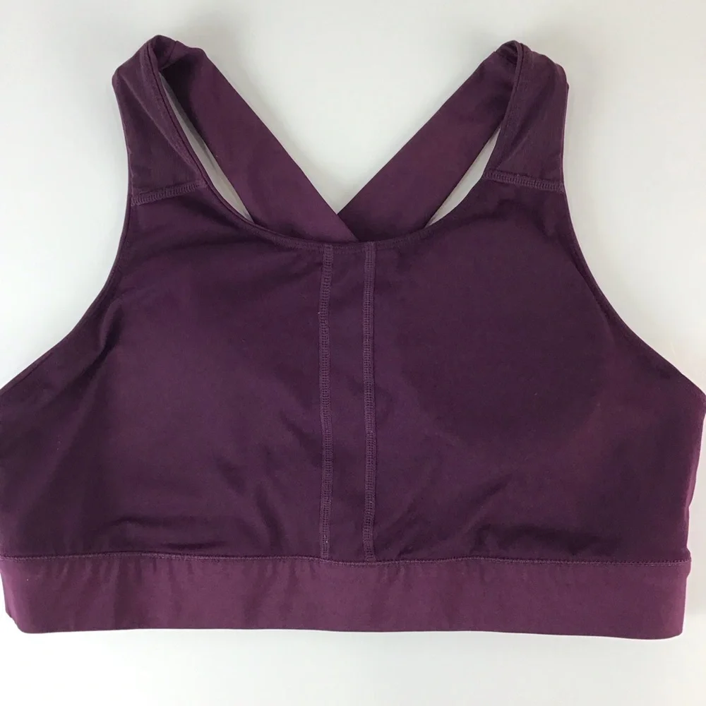 Fabletics No Bounce Burgundy High Impact Sports Bra | XL